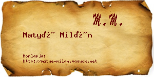 Matyé Milán névjegykártya